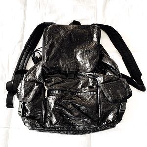 Lesportsac black gator textured back pack